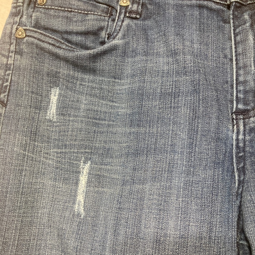 Kut from the Kloth Womens Size 12 Dark Wash Distressed Straight Leg Jeans Blue - Picture 8 of 16